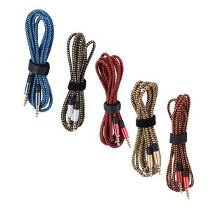 Câble d'extension audio auxiliaire de 3,5 mm 1,5 m 3m Tissu tressé Male Stéréo Aux Cordon pour la tablette de casque Samsung MP3 Tablet PC