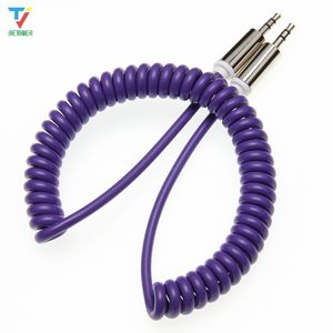 3.5mm Stretch élastique Rétractable Aux Câble Mobile Téléphone Audio Câble Mâle à Mâle Printemps Câble pour Sumsung/Voiture Rouge Bleu