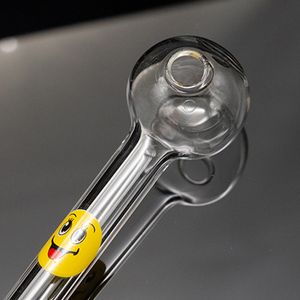 tubería de quemador de aceite de vidrio pyrex al por mayor con fumar colorido logotipo de sonrisa transparente gran uña de tubo