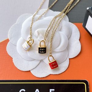 3 kleuren designer ketting eenvoudige stijl slot hanger ketting damesboetiek verjaardagscadeau sieraden lange ketting klassiek ontwerp liefde bruiloft ketting met doos