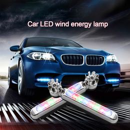 3 couleurs énergie éolienne voiture lumière 8 LED lumière du jour phare lampe Auto style feux diurnes sans alimentation externe