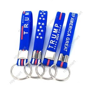 Trump Keychain Party Favor 2024 American Election Keychains Keep America Great for President Wristband Porte-clés en silicone