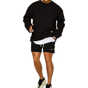 Chándal de 3 colores para hombre, dos piezas, pantalones cortos de manga larga, ropa deportiva, conjunto informal holgado, pantalones cortos deportivos, Fitness