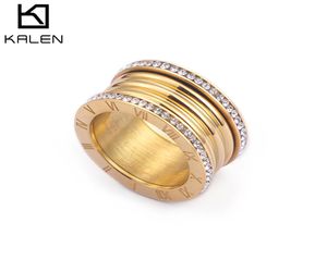 3 couleurs en acier inoxydable Bague Femme à la mode cubique Zircon anneaux de mariage pour les femmes chiffres romains Anillos Mujer Jewelry7149353