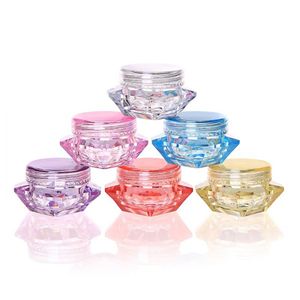 3 gramos 5 ml Envase cosmético de plástico Tarro Forma de diamante 8 colores Mini bote vacío para sombra de ojos Uñas Polvo Perlas Joyería Crema Cera