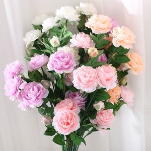 3 Têtes Artificielle Pivoine Fleurs Soie Simulation DIY Fleur pour La Maison Hôtel Bureau Fête De Mariage Jardin Artisanat Art Décor