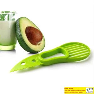 Cortador de aguacate 3 en 1, herramientas multifunción para cortar frutas, cuchillo, pelador de plástico, separador, descorazonador de karité, utensilios para mantequilla, herramienta de cocina para verduras