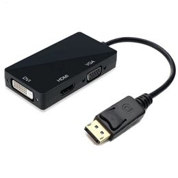 3 en 1 DisplayPort DP à HDMI compatible DVI VGA Adapter Cable 1080p Connecteur de convertisseur pour PC Projecteur HDTV HDTV