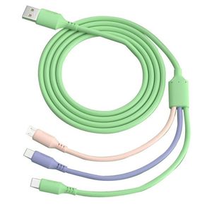Câbles en silicone liquide 3 en 1 1.2M Multi couleurs Câble de charge rapide USB Type C Cordon de chargeur Android pour téléphones xiaomi Samsung Huawei