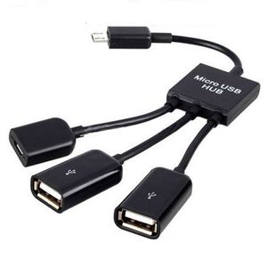 3 en 1 Micro USB Power Charge OTG Hub Câble Adaptateur Convertisseur Extender Pour Téléphones Mobiles Pour Samsung Galaxy 100 Pcs