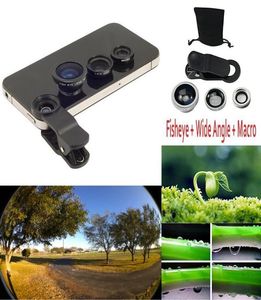 3 po Clip universel sur Fish Eye Macro Macro Breat angle Mobile Phone Mobile Phone Camera Kit pour iPhone 6 5S 4 pour Samsung HTC LG3900596