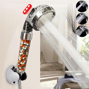 3 Modes Adjustable Handheld Bathroom Showerheads Pressurized Water Saving Anion Mineral Filter High Pressure Shower Head