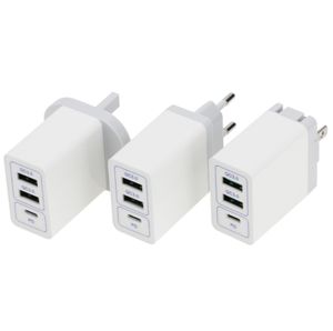 3 adaptateur multi-ports 36W double QC 3.0 adaptateur de téléphone portable mural à Charge rapide Type C USB chargeurs PD de voyage à domicile pour téléphones