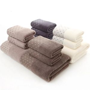 3 pcs / ensemble serviettes de salle de bain épaisses Dot DedSign Adults Kids Set Cotton Face Absorbant Hand Bath Tail Set Towel Bath 231221