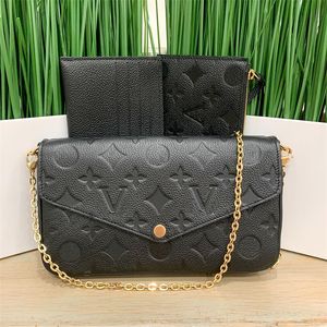 Ensemble de 3 pièces Multi Felicie Pochette Sac à bandoulière M61276 Sacs à main Femmes Fourre-tout Cross Body Sac à main Sacs de créateurs Luxe Mens Chain Flap Embrayage Portefeuilles Sac enveloppe Sac