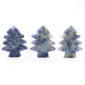 3 piezas de piedras de cristal curativas de sodalita, colgante, mini árbol de Navidad, adorno de escritorio, piedra de bolsillo, decoración navideña para el hogar y la Oficina