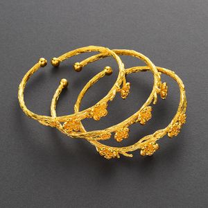 3 Pièces En Gros Fleur Bracelet 18K Or Jaune Rempli Exquis Femmes Manchette Bracelet Bracelet De Mode Bijoux Drop Shipping