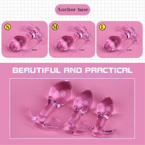 3 tamaño Pink Glass Anal Anal Toy Toy Backyard Beads para hombres y mujeres Expandor anal de sexo para adultos