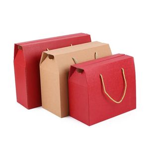 Boîtes d'emballage de fruits séchés, 3 tailles, rouge brun, dattes rouges, noix, fruits, boîtes à poignée cadeau en papier Kraft, vente en gros