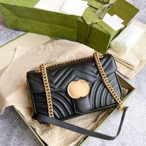 top quality Marmont fashion Genuine leather crossbody Bags classic flap 3size tote clutch metal chain shoulder bag Womens mens travel Bag Luxury Designer handbags