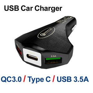3 chargeur de voiture USB Charge rapide QC3.0 téléphone portable universel Type C Charge rapide pour iPhone 11 Xiaomi Samsung Huawei LG