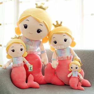 30/40cm dessin animé belle couronne sirène en peluche peluche petite sirène poupée enfants fille décoration de la maison filles petite amie anniversaire cadeaux de noël