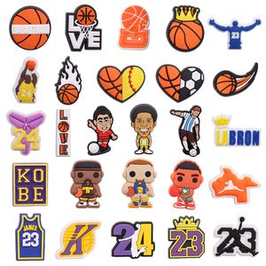 30 50 100 Pcs Sports Star Basketball PVC Sandales Chaussure Charmes DIY Bracelets Chaussure Décoration Croc Jibz Boucle Sabot Garçons Adulte Cadeau