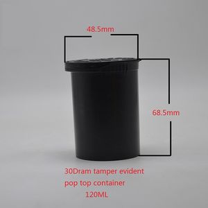 30 Dram Bouteille vide à presser avec robinet anti-déchirure D 50 mm de haut 70 mm inviolable Boîte à herbes sèches en plastique acrylique
