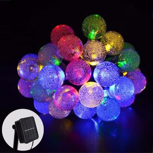 Guirlande lumineuse à énergie solaire, 30led, boule de cristal, lumière féerique LED, 8 modes de fonctionnement, pour mariage, fête de noël, Festival, éclairage de décoration extérieure