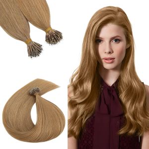 Extensiones de cabello con nanopunta, cabello humano, extensión de cabello con nanoanillo, nanocuentas preadheridas, cabello Remy, microperlas, postizo para mujeres, 100g, Bella Hair Julienchina