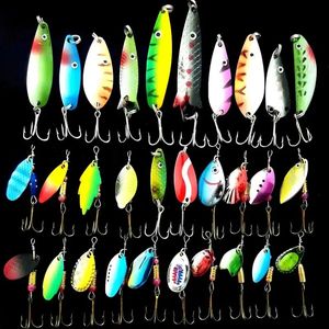 30 pcs / lots Lures de pêche Set Metal Spoon Spinner Kit Spinnerbait Bait Artificial Bass Pike Perch Freshwater Gear Tackle 240428