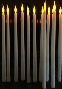 30 pièces 11 pouces LED à piles scintillant sans flamme bougie conique ivoire lampe bâton mariage maison table décor 28 cmAmber Y2017551095
