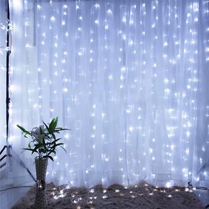 300 LEDS Cortina de las luces de cuerda con control remoto 3m x 3m luces de decoración navideña para la navidad Cortina de la ventana del techo de la ventana del techo