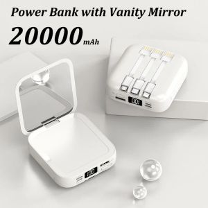 20000mah Mini de berge d'alimentation Portable Miroir LED Affichage numérique Powerbank Banque d'alimentation de batterie externe pour téléphones mobiles