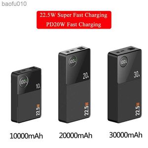 30000mAh Power Bank 22.5W Charge Rapide Batterie Portable pour iPhone 13 12 Samsung Xiaomi Huawei PD20W Powerbank Pour Ordinateur Portable L230619