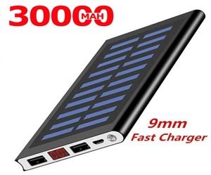 30000 mah banque d'énergie solaire batterie externe 2 USB LED Portable Powerbank téléphone Portable pour Iphone Samsung Xiaomi Charger4501376