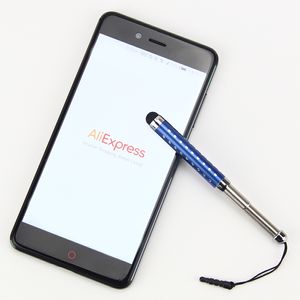 2000 pcs/lot gros cristal Flexible rétractable avec stylet diamant stylo tactile capacitif pour téléphone portable avec bouchon anti-poussière