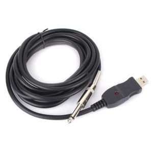 Livraison gratuite 300CM de long guitare basse 1/4 '' 6.3mm Jack vers USB Link Connection Instrument Cable Adapter Black Color