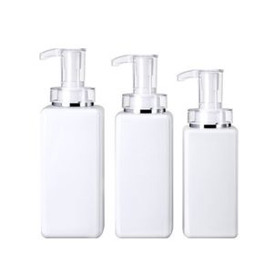 300 ML 400 ML 500 ML bouteille vide en plastique transparent/blanc shampooing haut de gamme bouteilles carrées gel douche pompe à lotion sous-bouteille