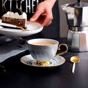 300 ml Nordic Light Style de luxe en céramique tasse à café et soucoupe ensemble porcelaine après-midi tasses à thé Suite petit déjeuner tasse à lait T220810