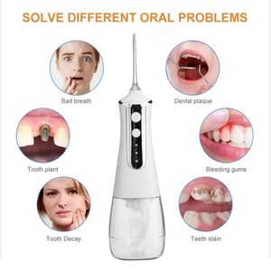 Irrigateur oral portable rechargeable par USB de 300 ml avec 5 modes et 6 embouts de jet – Hydropulseur dentaire efficace pour des dents plus propres et des gencives plus saines