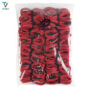 300 unids/lote 1,2 M 4 pies rojo 3,5mm macho a macho 90 grados ángulo recto Cable de extensión de Audio auxiliar para mp3 mp4 altavoz auriculares PC