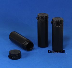 300 unids/lote capacidad 50ml botella de plástico PE negro con tapa rasgada para cápsulas en polvo medicina caramelos
