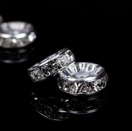 300 PCS/lot argent cristal strass Rondelle perles entretoises bricolage 6mm 8mm breloques pour la fabrication de bijoux