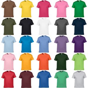 Unisex Teamwear Düz Tee Kısa Kollu T-Shirt Erkek Kadın Çocuk Rahat Artı Boyutu Yaz Katı Pamuk Yuvarlak Yaka Tee-Shirt Kısa Kollu Çok renkli Toptan