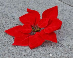 Rot, 100 Stück, Durchmesser: 20 cm, künstliche Weihnachtsstern-Weihnachtsblumen, dekorative Blumen aus Seide