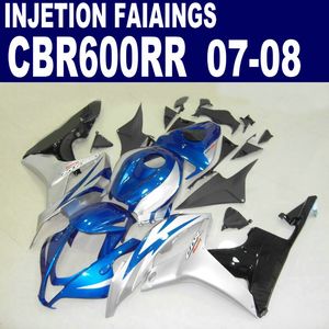 HONDA CBR600RR IÇIN mavi gümüş Enjeksiyon kaporta kiti F5 2007 2008 CBR 600 RR 07 08 tam set plastik parçalar