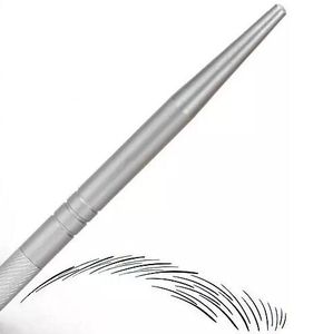 Gümüş Alüminyum Profesyonel Manuel Dövme Kalemi Kalıcı Makyaj Dövme Kalemi 3D Kaş Nakış MicroBlading Kalemi