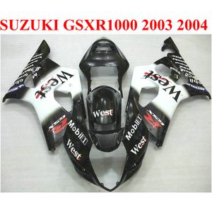 SUZUKI GSXR 1000 K3 k4 için plastik kaporta 2003 2004 beyaz siyah Batı kaporta kiti GSX-R1000 03 04 fairings set BP9