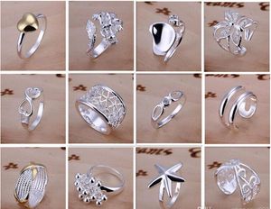 Nova Chegada 925 jóias de prata 50 pçs lote Encantador Mulheres meninas anéis de dedo Multi Estilos Anéis Mix tamanho mix ordem Venda imperdível 1761
